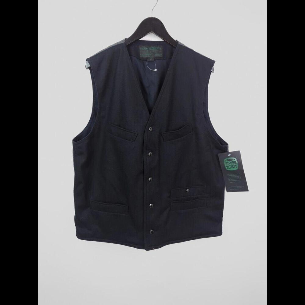 NWT FILSON Men's Sz XL Navy Blue Gray Virgin Wool Mackinaw Button Up Vest 10213